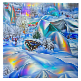 Surreal Winter Wonderland med Iridescent Ljus Kakelplatta