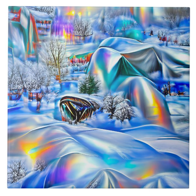 Surreal Winter Wonderland med Iridescent Ljus Kakelplatta (Framsidan)