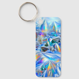 Surreal Winter Wonderland med Iridescent Ljus Nyckelring