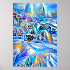 Surreal Winter Wonderland med Iridescent Ljus Poster
