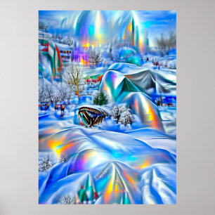 Surreal Winter Wonderland med Iridescent Ljus Poster