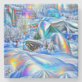 Surreal Winter Wonderland med Iridescent Ljus Stenunderlägg