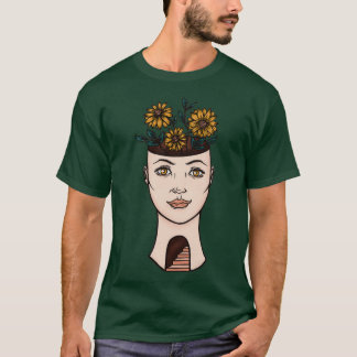 Surreal Woman Flower Head Art T Shirt