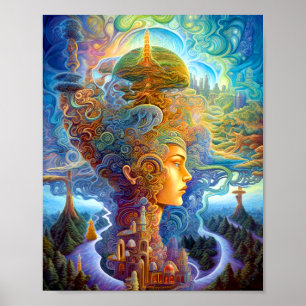 Surreal Woman Ligcape Fantasy Art Poster
