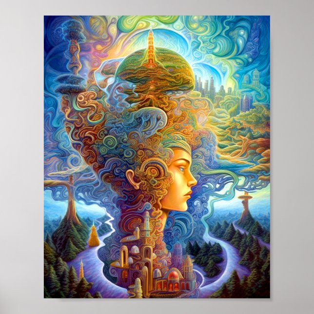 Surreal Woman Ligcape Fantasy Art Poster (Framsidan)