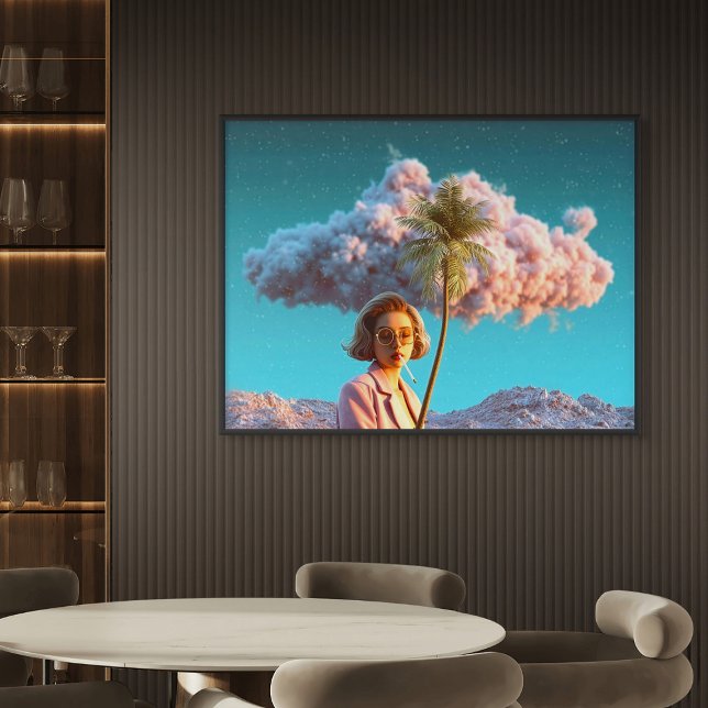 Surreal Woman with Palm Tree Canvastryck (Surreal Woman with Palm Tree)