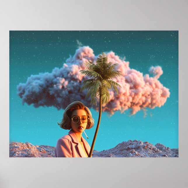 Surreal Woman with Palm Tree Poster (Framsidan)