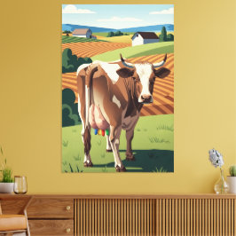 Surreal WPA styled cow Canvastryck