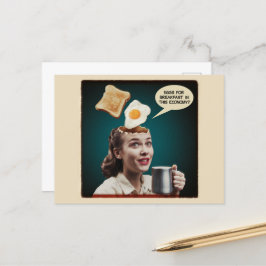 Surreala ägg för frukost, i denna ekonomi vykort