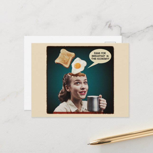 Surreala ägg för frukost, i denna ekonomi vykort (Fram/Back In Situ)