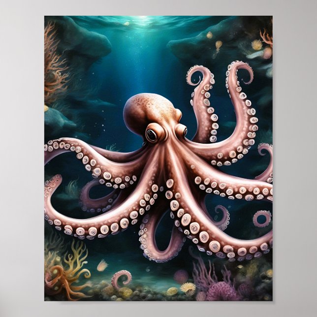 Surreala djup Octopus Poster (Framsidan)