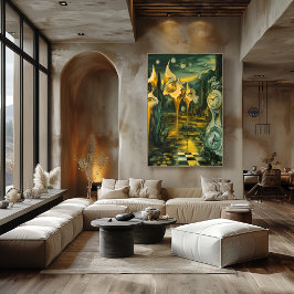 Surreala landskap med Smälter klockor och Ögon Poster