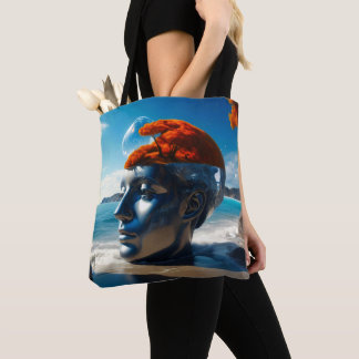 Surreala strandscener tygkasse
