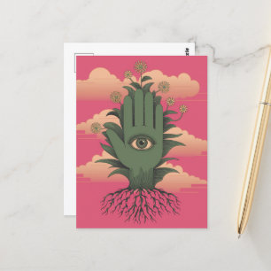 Surreala trädgårdsmästare, Grönt hand med blommor Vykort