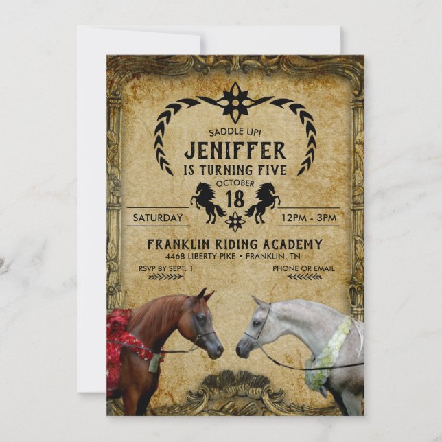 Surreala två hästar målar.                       inbjudningar (Framsida)