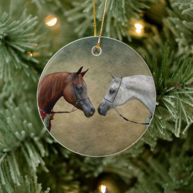Surreala två hästar målar. julgransprydnad keramik (Träd)
