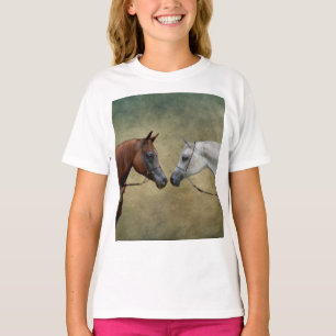 Surreala två hästar målar. t shirt