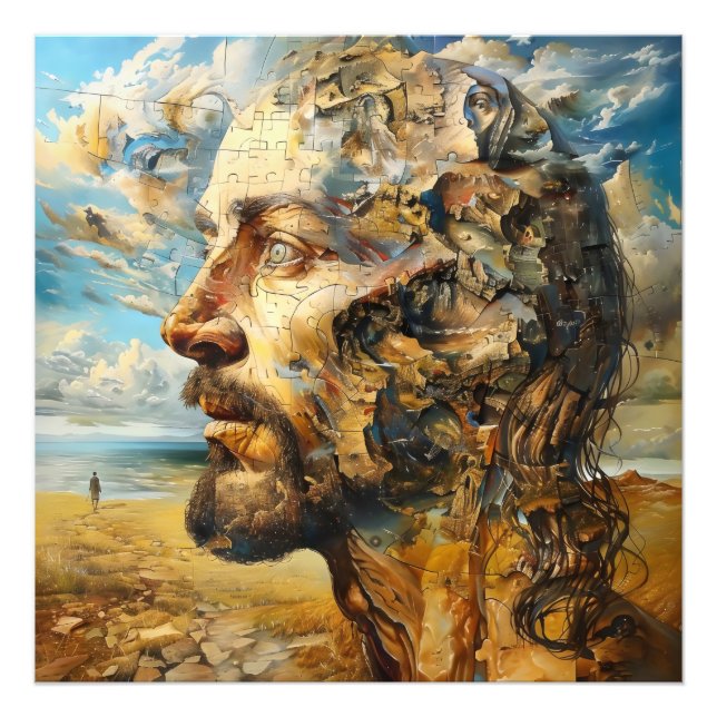 Surrealism Puzzle Head Fototryck (Framsidan)