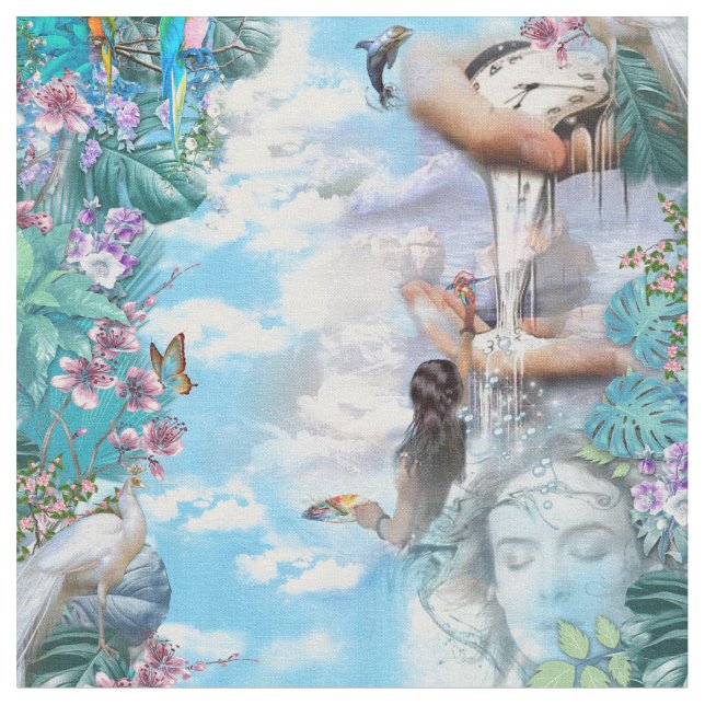 Surrealism Tapet med S Dali klocka Tyg (Närbild)