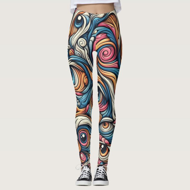 Surrealism Tema Mönster Leggings (Framsida)