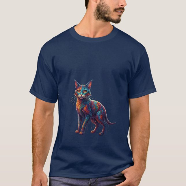 Surrealism Whimsical Time Travel Katt T Shirt (Framsida)