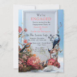 Surrealist Art med blommor och fåglar Inbjudningar