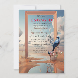 Surrealist Art med blommor och fåglar Inbjudningar