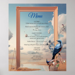 Surrealist Art med blommor och fåglar Poster