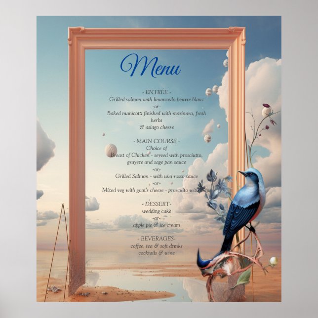 Surrealist Art med blommor och fåglar Poster (Framsidan)