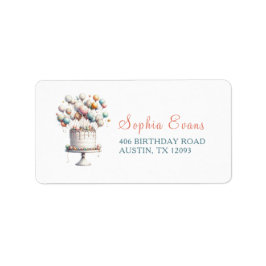 Surrealist, Cute Balloations & Birthday Cake Adres Adressetikett