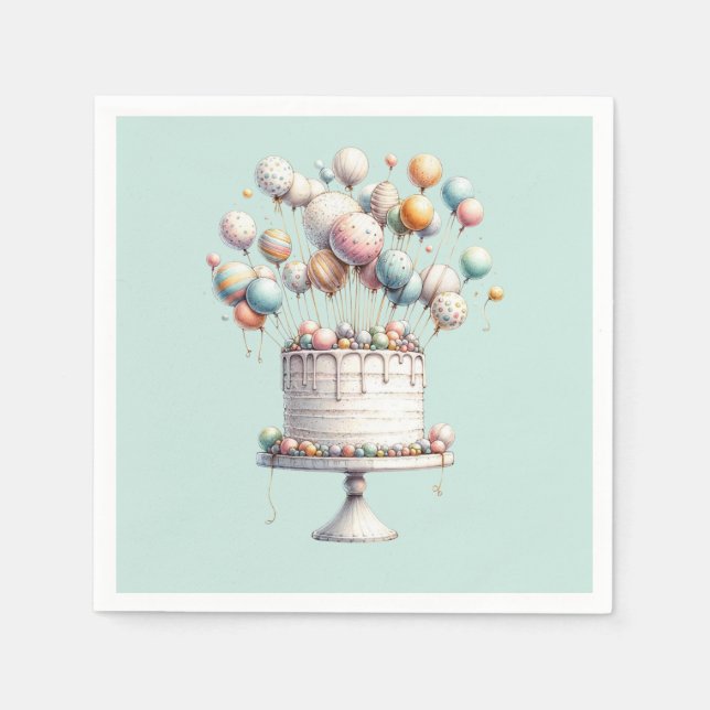 Surrealist, Cute Balloations & Birthday Cake Blue Pappersservett (Framsidan)