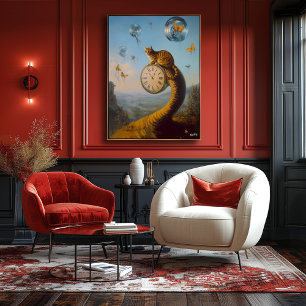 Surrealist Kat på lock med fjärilar - Surrealist Poster
