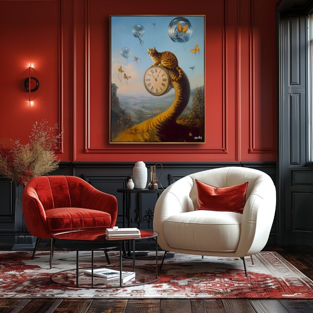 Surrealist Kat på lock med fjärilar - Surrealist Poster (Skapare uppladdad)