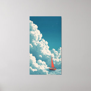 Surrealistisk båt som seglar över himmel drömlands canvastryck