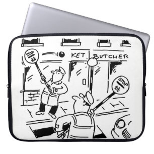 Surrealistisk bild av lollipop-personer som spelar laptop sleeve