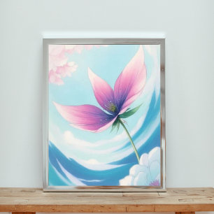 Surrealistisk blomma: en blomma tar flyget fototryck