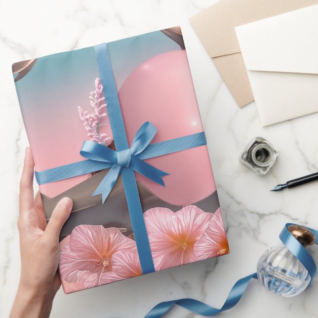 Surrealistisk drömlandskap med hajar och ballonger presentpapper (Gifting)