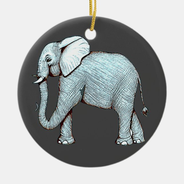 Surrealistisk elefant - Surreal Elephant Illustrat Julgransprydnad Keramik (Framsidan)