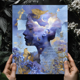 Surrealistisk fantasifull himmelsk natt himmel väg poster