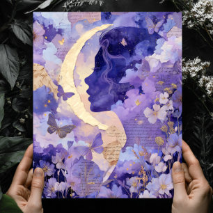 Surrealistisk fantasimåne Celestial natt himmel vä Poster