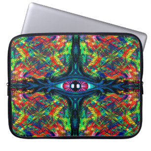 Surrealistisk Förvrängd Trippig Ögon Visionär Olje Laptop Fodral