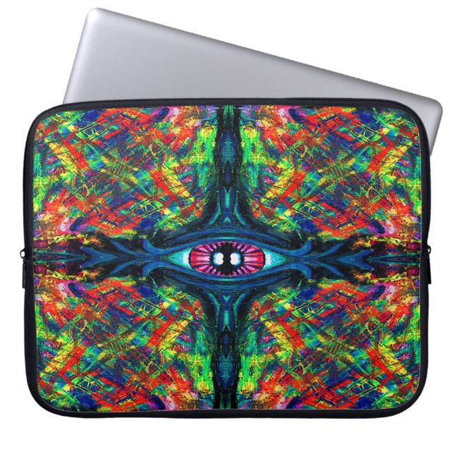 Surrealistisk Förvrängd Trippig Ögon Visionär Olje Laptop Fodral (Framsidan)