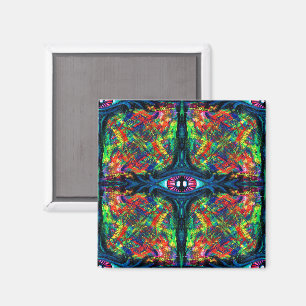 Surrealistisk Förvrängd Trippig Ögon Visionär Olje Magnet