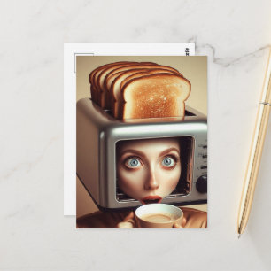 Surrealistisk Frukost Kvinna Vykort