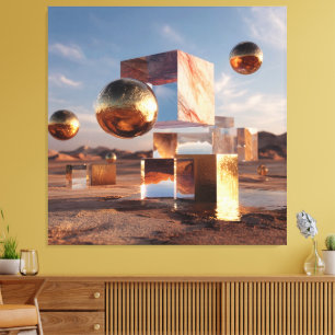 Surrealistisk geometrisk komposition med gyllene s canvastryck