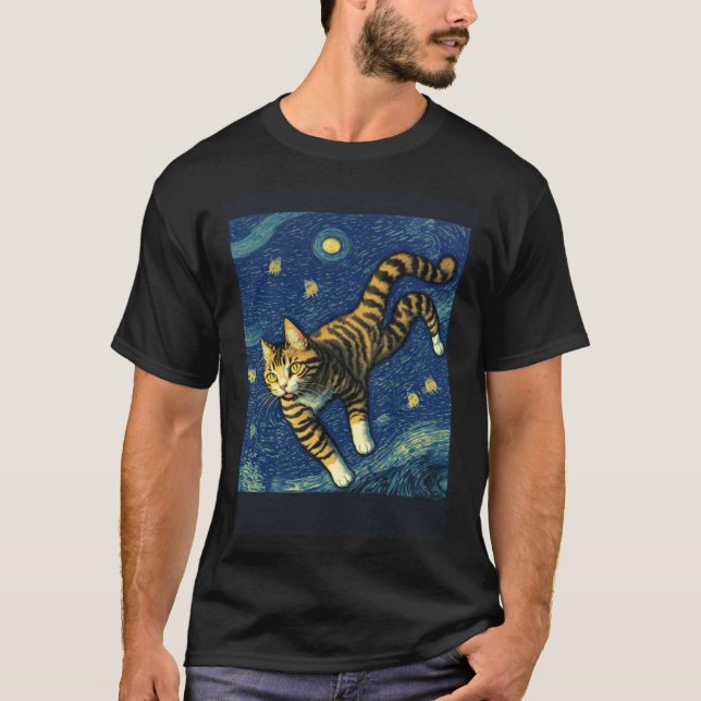 Surrealistisk Impressionistisk Katt Impressionism  T Shirt (Framsida)