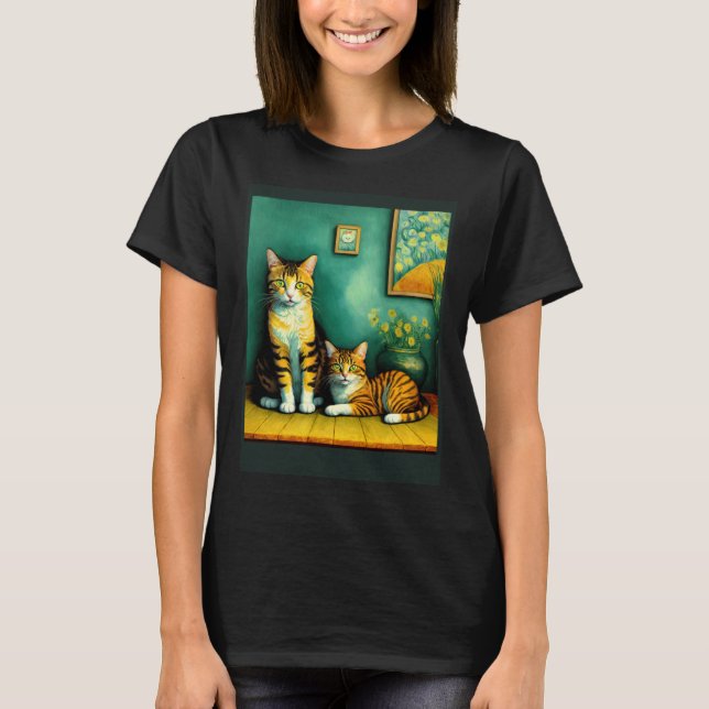 Surrealistisk Impressionistisk Katt Impressionism  T Shirt (Framsida)