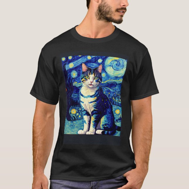Surrealistisk Impressionistisk Katt Impressionism  T Shirt (Framsida)