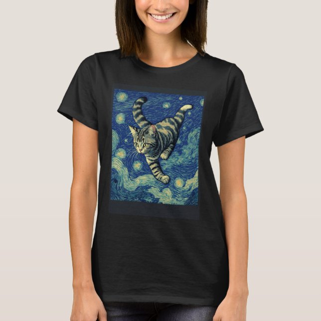 Surrealistisk Impressionistisk Katt Impressionism  T Shirt (Framsida)