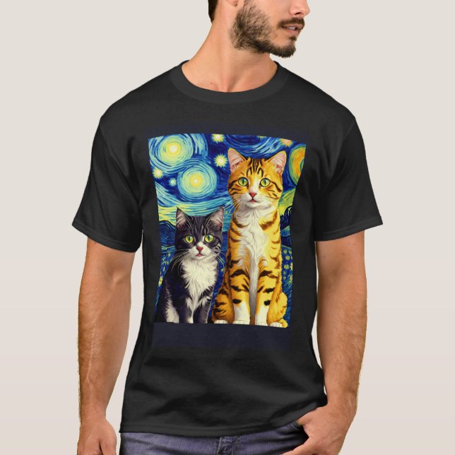 Surrealistisk Impressionistisk Katt Impressionism  T Shirt (Framsida)